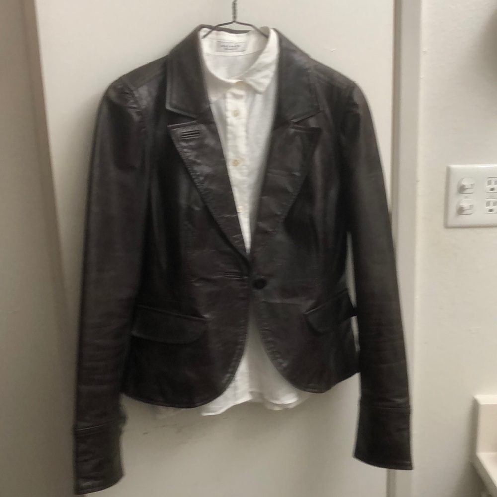 Calvin Klein 90's leather jacket womens Winona Ryder y2k